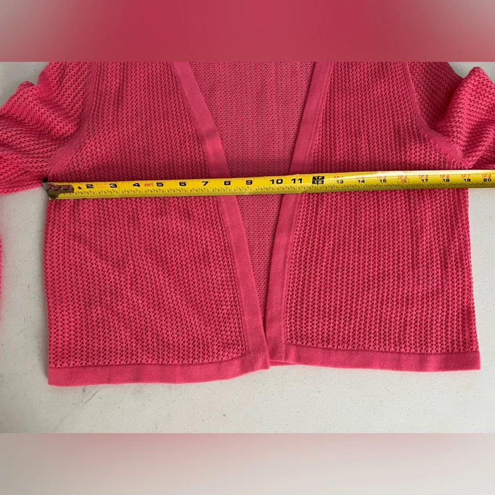 Talbots Lightweight Pink Crocheted Look 3/4 Sleeve Cardigan, NWOT, Size M - Picture 10 of 12